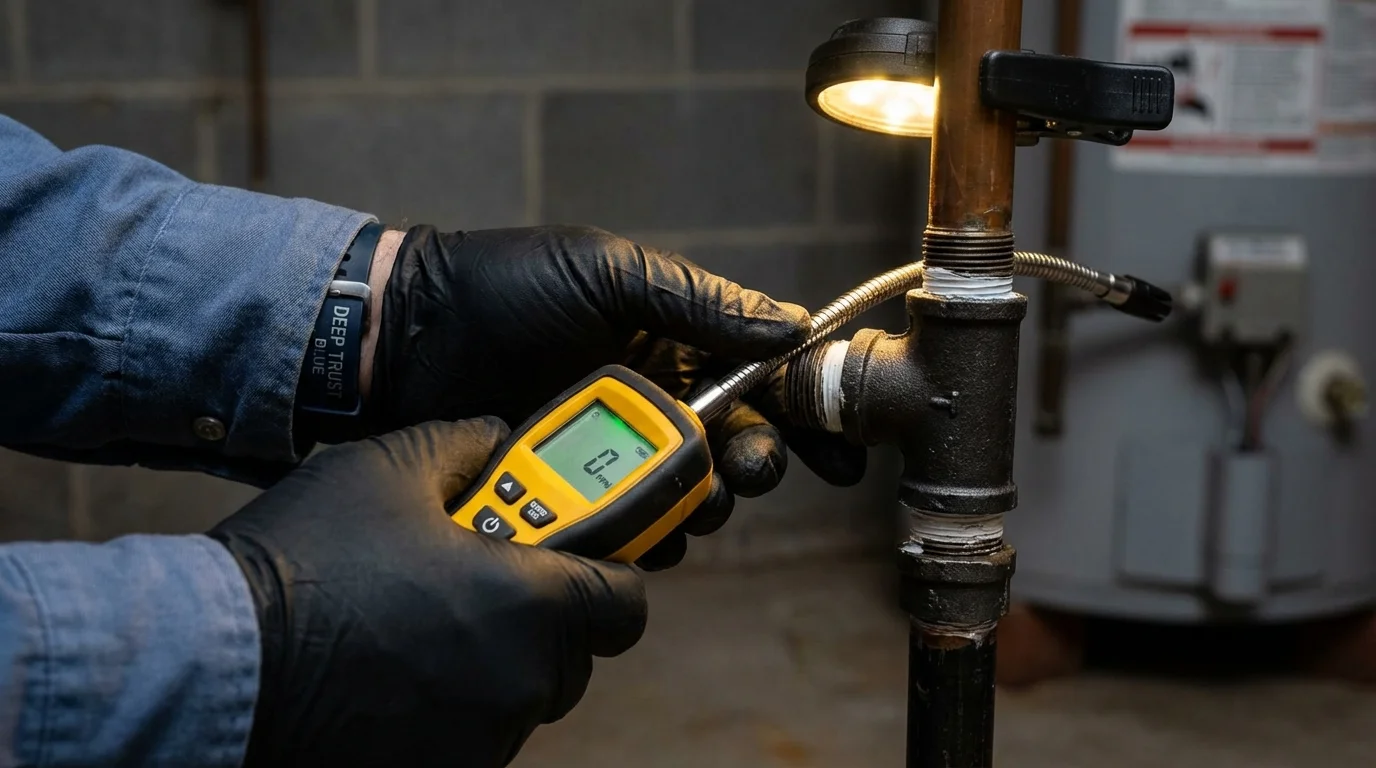 Gas leak detection with electronic sniffer by Johns Plumbing LLC in Hazel Park