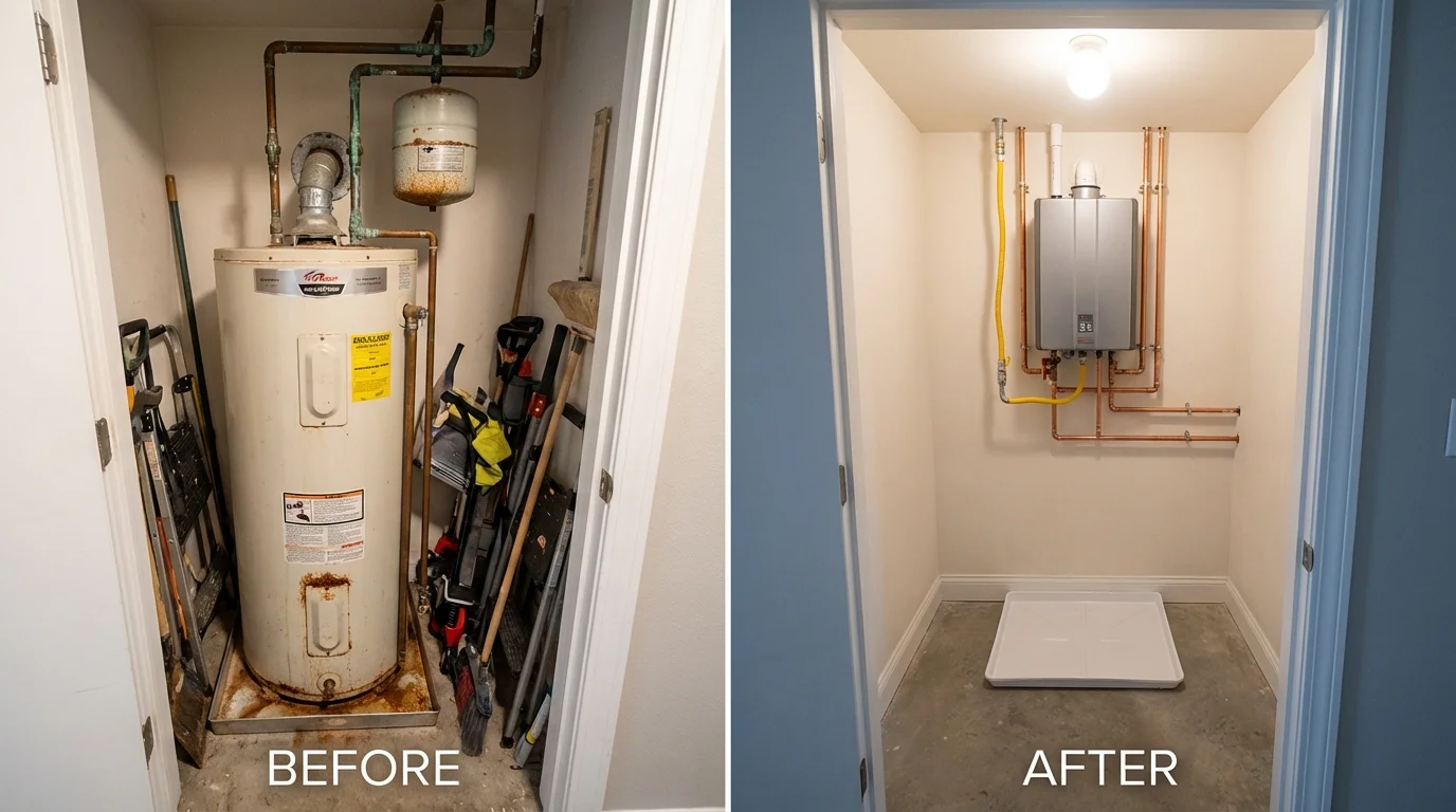 Tank water heater versus wall-mounted tankless unit comparison for Hazel Park, MI homeowners